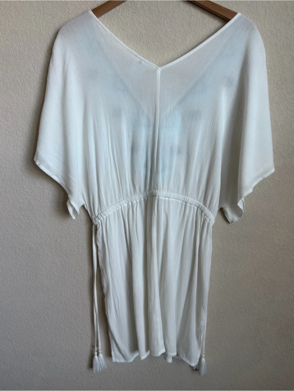 Kona Sol White Embroidered Tassel Swim Cover Up Dress Size M Boho Resort Wear - Picture 8 of 15